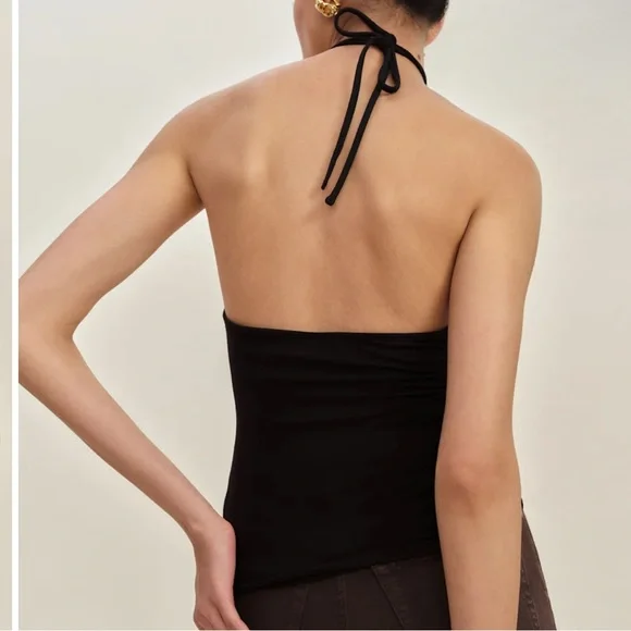 NWT REFORMATION JUNIPER KNIT HALTER TOP - BLACK - SIZE SMALL -pristine condition - Picture 3 of 4